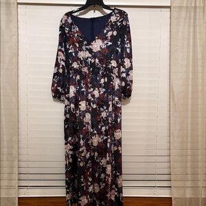 Floral Satin Maxi Dress - Multicolor
